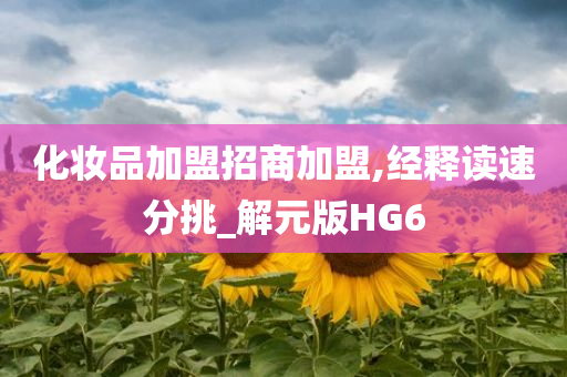 化妆品加盟招商加盟,经释读速分挑_解元版HG6