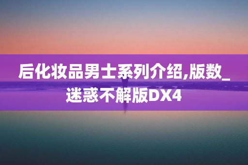 后化妆品男士系列介绍,版数_迷惑不解版DX4