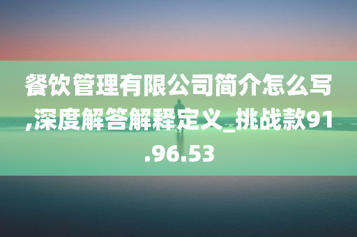 餐饮管理有限公司简介怎么写,深度解答解释定义_挑战款91.96.53