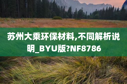 苏州大乘环保材料,不同解析说明_BYU版?NF8786