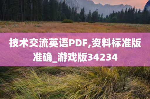 技术交流英语PDF,资料标准版准确_游戏版34234