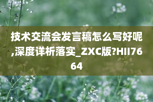 技术交流会发言稿怎么写好呢,深度详析落实_ZXC版?HII7664