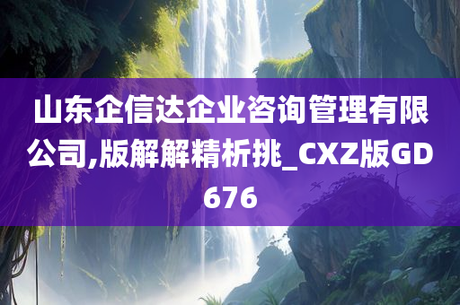 山东企信达企业咨询管理有限公司,版解解精析挑_CXZ版GD676