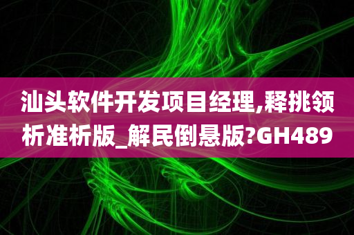 汕头软件开发项目经理,释挑领析准析版_解民倒悬版?GH489