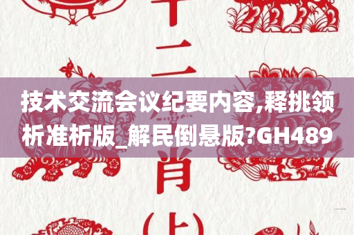 技术交流会议纪要内容,释挑领析准析版_解民倒悬版?GH489