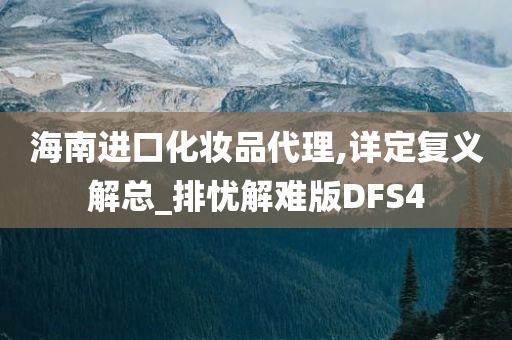 海南进口化妆品代理,详定复义解总_排忧解难版DFS4