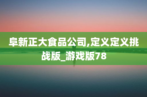 阜新正大食品公司,定义定义挑战版_游戏版78