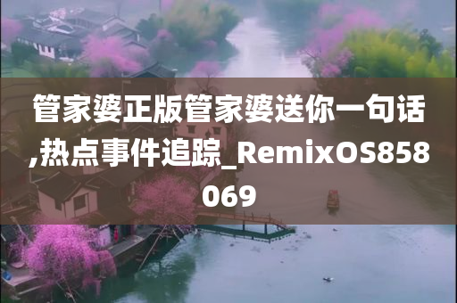 管家婆正版管家婆送你一句话,热点事件追踪_RemixOS858069