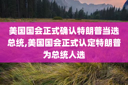 美国国会正式确认特朗普当选总统,美国国会正式认定特朗普为总统人选