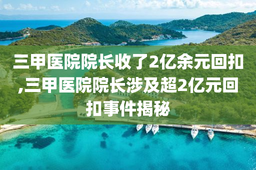 三甲医院院长收了2亿余元回扣,三甲医院院长涉及超2亿元回扣事件揭秘