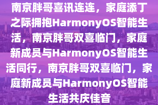 南京胖哥喜讯连连，家庭添丁之际拥抱HarmonyOS智能生活，南京胖哥双喜临门，家庭新成员与HarmonyOS智能生活同行，南京胖哥双喜临门，家庭新成员与HarmonyOS智能生活共庆佳音