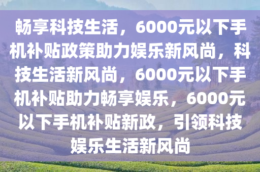 畅享科技生活，6000元以下手机补贴政策助力娱乐新风尚，科技生活新风尚，6000元以下手机补贴助力畅享娱乐，6000元以下手机补贴新政，引领科技娱乐生活新风尚