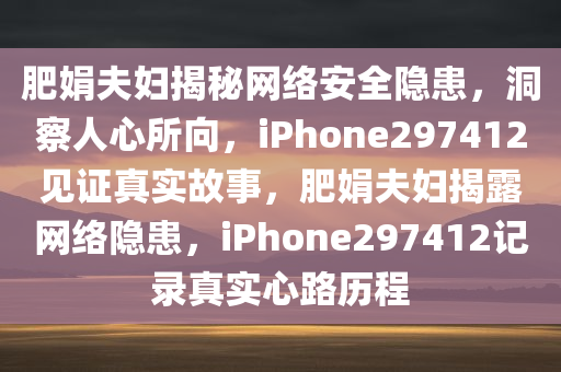 肥娟夫妇揭秘网络安全隐患，洞察人心所向，iPhone297412见证真实故事，肥娟夫妇揭露网络隐患，iPhone297412记录真实心路历程