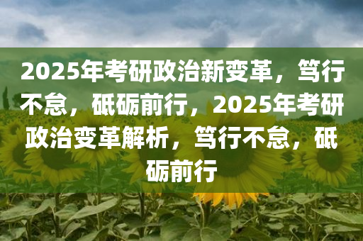 2025年考研政治新变革，笃行不怠，砥砺前行，2025年考研政治变革解析，笃行不怠，砥砺前行