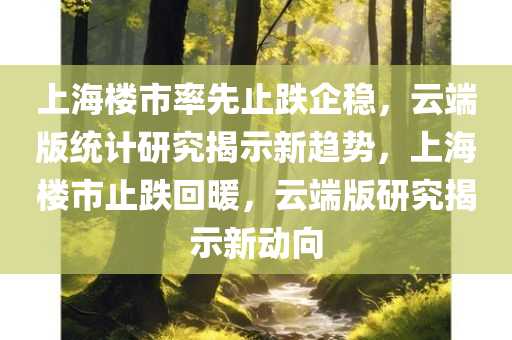 上海楼市率先止跌企稳，云端版统计研究揭示新趋势，上海楼市止跌回暖，云端版研究揭示新动向