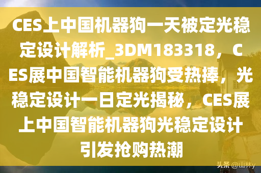 CES上中国机器狗一天被定光稳定设计解析_3DM183318，CES展中国智能机器狗受热捧，光稳定设计一日定光揭秘，CES展上中国智能机器狗光稳定设计引发抢购热潮