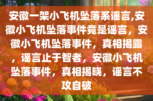 安徽一架小飞机坠落系谣言,安徽小飞机坠落事件竟是谣言，安徽小飞机坠落事件，真相揭露，谣言止于智者，安徽小飞机坠落事件，真相揭晓，谣言不攻自破