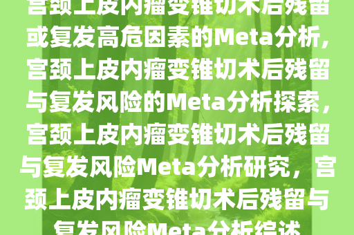 宫颈上皮内瘤变锥切术后残留或复发高危因素的Meta分析,宫颈上皮内瘤变锥切术后残留与复发风险的Meta分析探索，宫颈上皮内瘤变锥切术后残留与复发风险Meta分析研究，宫颈上皮内瘤变锥切术后残留与复发风险Meta分析综述