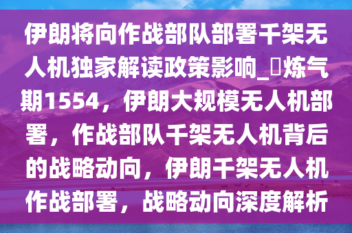 伊朗将向作战部队部署千架无人机独家解读政策影响_?炼气期1554，伊朗大规模无人机部署，作战部队千架无人机背后的战略动向，伊朗千架无人机作战部署，战略动向深度解析