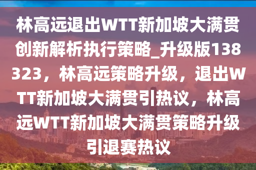 林高远退出WTT新加坡大满贯创新解析执行策略_升级版138323，林高远策略升级，退出WTT新加坡大满贯引热议，林高远WTT新加坡大满贯策略升级引退赛热议