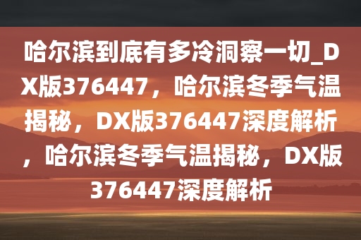 哈尔滨到底有多冷洞察一切_DX版376447，哈尔滨冬季气温揭秘，DX版376447深度解析，哈尔滨冬季气温揭秘，DX版376447深度解析