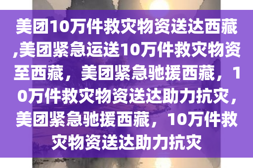 美团10万件救灾物资送达西藏,美团紧急运送10万件救灾物资至西藏，美团紧急驰援西藏，10万件救灾物资送达助力抗灾，美团紧急驰援西藏，10万件救灾物资送达助力抗灾