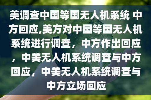 美调查中国等国无人机系统 中方回应,美方对中国等国无人机系统进行调查，中方作出回应，中美无人机系统调查与中方回应，中美无人机系统调查与中方立场回应