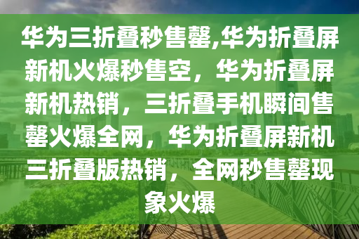 华为三折叠秒售罄,华为折叠屏新机火爆秒售空，华为折叠屏新机热销，三折叠手机瞬间售罄火爆全网，华为折叠屏新机三折叠版热销，全网秒售罄现象火爆