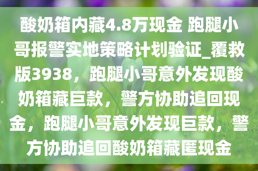 酸奶箱内藏4.8万现金 跑腿小哥报警实地策略计划验证_覆救版3938，跑腿小哥意外发现酸奶箱藏巨款，警方协助追回现金，跑腿小哥意外发现巨款，警方协助追回酸奶箱藏匿现金