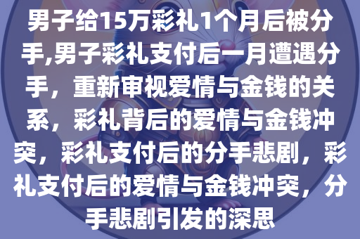 男子给15万彩礼1个月后被分手,男子彩礼支付后一月遭遇分手，重新审视爱情与金钱的关系，彩礼背后的爱情与金钱冲突，彩礼支付后的分手悲剧，彩礼支付后的爱情与金钱冲突，分手悲剧引发的深思