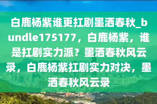 白鹿杨紫谁更扛剧墨洒春秋_bundle175177，白鹿杨紫，谁是扛剧实力派？墨洒春秋风云录，白鹿杨紫扛剧实力对决，墨洒春秋风云录