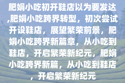 肥娟小吃初开鞋店以为要发达,肥娟小吃跨界转型，初次尝试开设鞋店，展望繁荣前景，肥娟小吃跨界新篇章，从小吃到鞋店，开启繁荣新纪元，肥娟小吃跨界新篇，从小吃到鞋店，开启繁荣新纪元