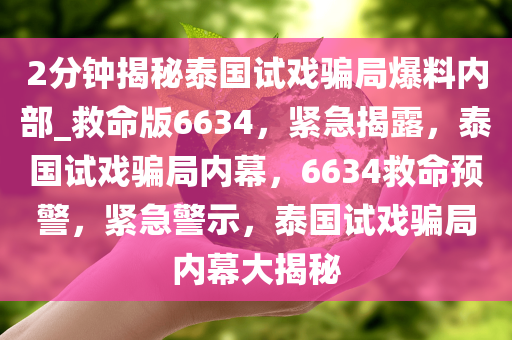 2分钟揭秘泰国试戏骗局爆料内部_救命版6634，紧急揭露，泰国试戏骗局内幕，6634救命预警，紧急警示，泰国试戏骗局内幕大揭秘