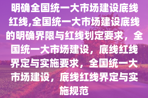 明确全国统一大市场建设底线红线,全国统一大市场建设底线的明确界限与红线划定要求，全国统一大市场建设，底线红线界定与实施要求，全国统一大市场建设，底线红线界定与实施规范