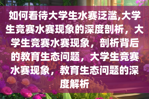 如何看待大学生水赛泛滥,大学生竞赛水赛现象的深度剖析，大学生竞赛水赛现象，剖析背后的教育生态问题，大学生竞赛水赛现象，教育生态问题的深度解析