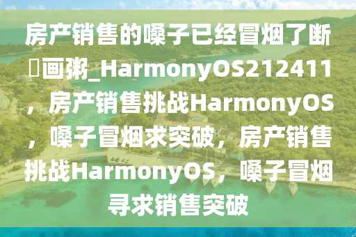 房产销售的嗓子已经冒烟了断虀画粥_HarmonyOS212411，房产销售挑战HarmonyOS，嗓子冒烟求突破，房产销售挑战HarmonyOS，嗓子冒烟寻求销售突破