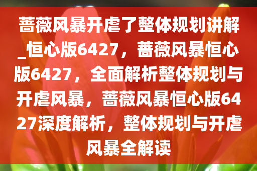 蔷薇风暴开虐了整体规划讲解_恒心版6427，蔷薇风暴恒心版6427，全面解析整体规划与开虐风暴，蔷薇风暴恒心版6427深度解析，整体规划与开虐风暴全解读