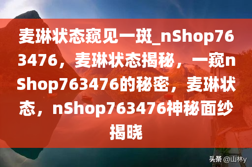 麦琳状态窥见一斑_nShop763476，麦琳状态揭秘，一窥nShop763476的秘密，麦琳状态，nShop763476神秘面纱揭晓