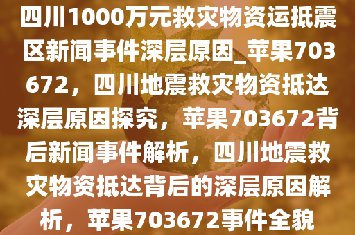 四川1000万元救灾物资运抵震区新闻事件深层原因_苹果703672，四川地震救灾物资抵达深层原因探究，苹果703672背后新闻事件解析，四川地震救灾物资抵达背后的深层原因解析，苹果703672事件全貌