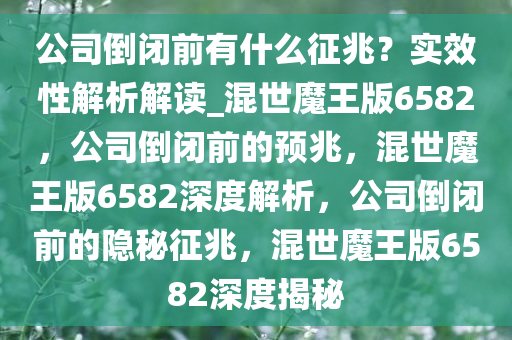 公司倒闭前有什么征兆？实效性解析解读_混世魔王版6582，公司倒闭前的预兆，混世魔王版6582深度解析，公司倒闭前的隐秘征兆，混世魔王版6582深度揭秘