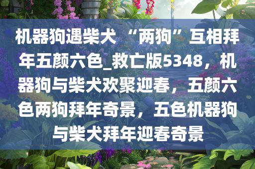 机器狗遇柴犬 “两狗”互相拜年五颜六色_救亡版5348，机器狗与柴犬欢聚迎春，五颜六色两狗拜年奇景，五色机器狗与柴犬拜年迎春奇景