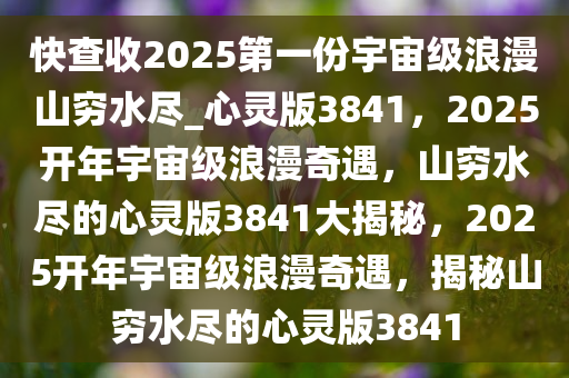 快查收2025第一份宇宙级浪漫山穷水尽_心灵版3841，2025开年宇宙级浪漫奇遇，山穷水尽的心灵版3841大揭秘，2025开年宇宙级浪漫奇遇，揭秘山穷水尽的心灵版3841