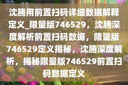 沈腾用前置扫码详细数据解释定义_限量版746529，沈腾深度解析前置扫码数据，限量版746529定义揭秘，沈腾深度解析，揭秘限量版746529前置扫码数据定义