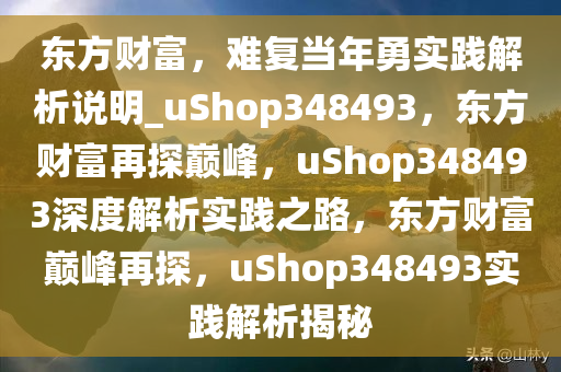 东方财富，难复当年勇实践解析说明_uShop348493，东方财富再探巅峰，uShop348493深度解析实践之路，东方财富巅峰再探，uShop348493实践解析揭秘