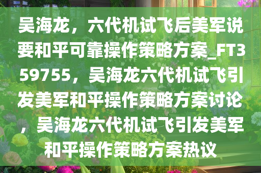 吴海龙，六代机试飞后美军说要和平可靠操作策略方案_FT359755，吴海龙六代机试飞引发美军和平操作策略方案讨论，吴海龙六代机试飞引发美军和平操作策略方案热议