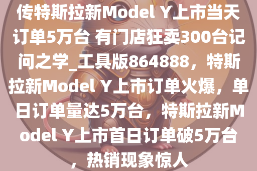 传特斯拉新Model Y上市当天订单5万台 有门店狂卖300台记问之学_工具版864888，特斯拉新Model Y上市订单火爆，单日订单量达5万台，特斯拉新Model Y上市首日订单破5万台，热销现象惊人