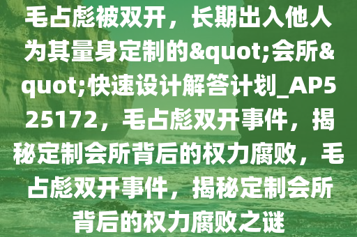 毛占彪被双开，长期出入他人为其量身定制的"会所"快速设计解答计划_AP525172，毛占彪双开事件，揭秘定制会所背后的权力腐败，毛占彪双开事件，揭秘定制会所背后的权力腐败之谜