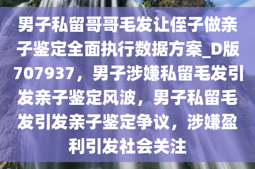 男子私留哥哥毛发让侄子做亲子鉴定全面执行数据方案_D版707937，男子涉嫌私留毛发引发亲子鉴定风波，男子私留毛发引发亲子鉴定争议，涉嫌盈利引发社会关注