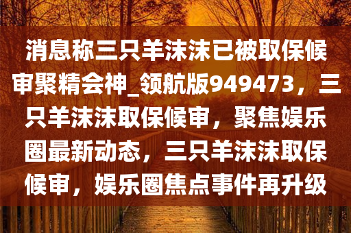 消息称三只羊沫沫已被取保候审聚精会神_领航版949473，三只羊沫沫取保候审，聚焦娱乐圈最新动态，三只羊沫沫取保候审，娱乐圈焦点事件再升级