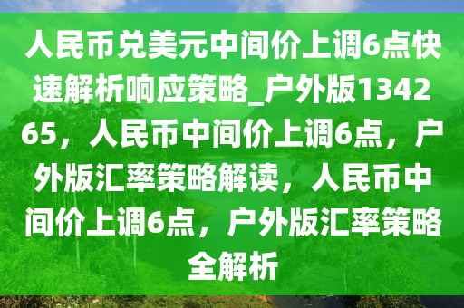 人民币兑美元中间价上调6点快速解析响应策略_户外版134265，人民币中间价上调6点，户外版汇率策略解读，人民币中间价上调6点，户外版汇率策略全解析